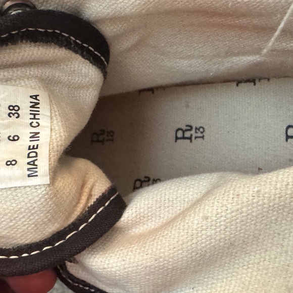 R13 Platform High Top Sneaker Black Canvas Distressed Lace-Up Zip Back – Size 8 - Picture 7 of 7